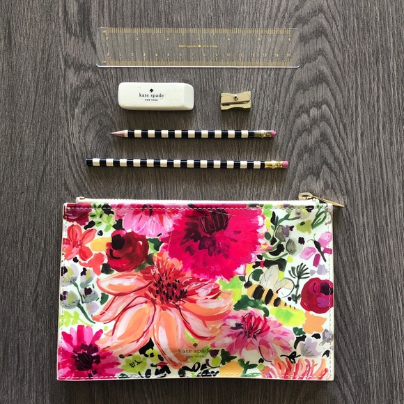 kate spade Other - ♠️ Kate Spade Floral Pencil Case w Pencils & Ruler